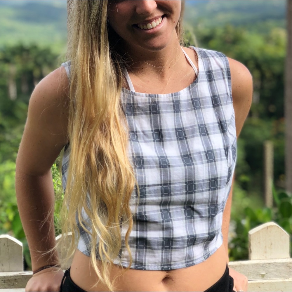 Grey Plaid crop top